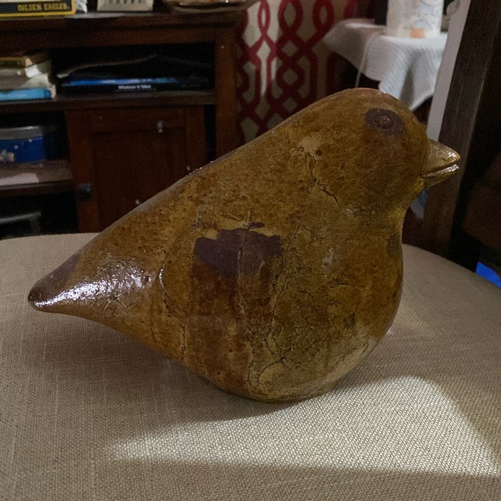 Pottery bird… not sure of the brand can’t find it on the piece.  Solid and heavy
